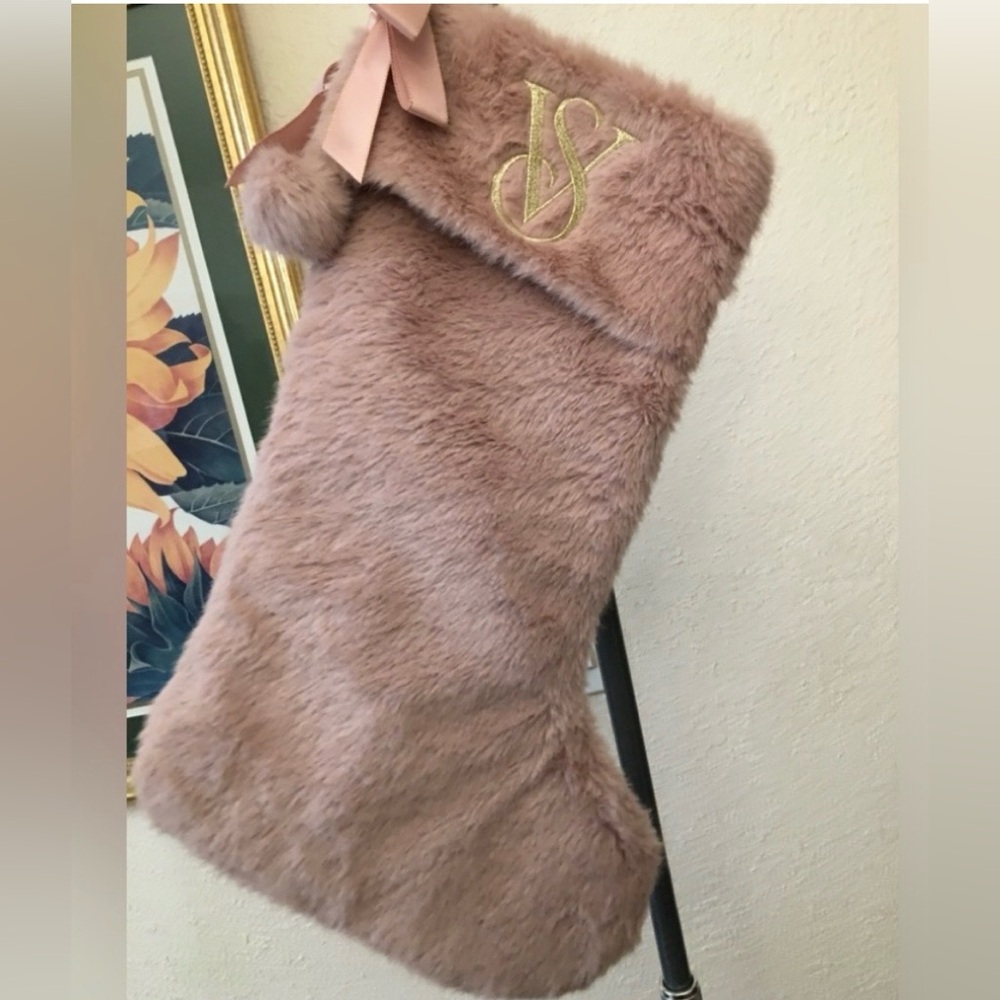 Victoria’s Secret Plush Blush Pink Faux Fur Holiday Stocking